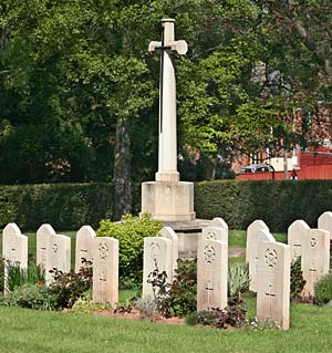 The memorial cross in Higher Cemetery for the fallen of WW2