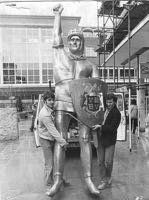 Nigel Taverner (left) and Laurence Beckford with the statue