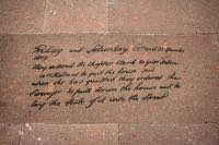 One of the flagstones with a quote from the almshouse records