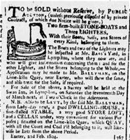 An 1804 advert to sell the boats.