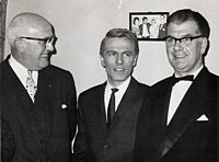 Adam Faith with the manager of the ABC, Robert Parker (right)