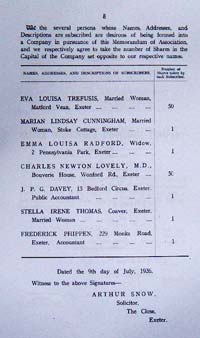 The seven subscribers who formed the EXETER WORKMANS DWELLING COMPANY