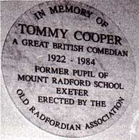 School plaque to Tommy Cooper