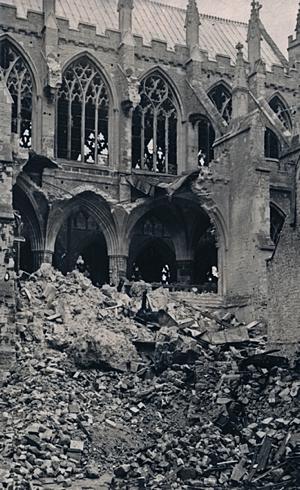 Damage to St James' Chapel.