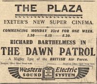 An advert for 'Exeter's New Super Cinema'