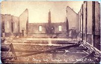 The burnt remains of the Victoria Hall 1919