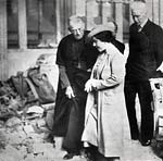 The Queen inspects the damage in the Cathedral
