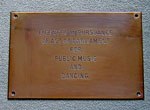 The license plaque for music and dancing