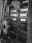 The theatre's lighting switchboard