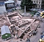 The excavation of the Roman baths
