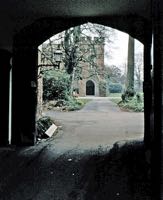 Looking through the arch into the Bishops Palace garden