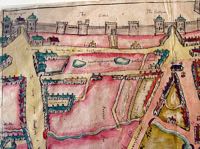 A hand drawn map of Southernhay from 1590