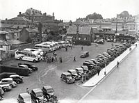 Paul Street car park and bus station, late 1940s.