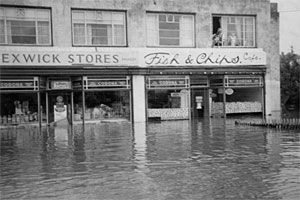 Flooded Exwick shops