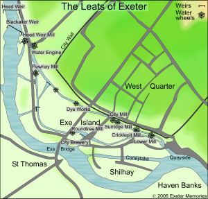 Map of Exeter's water mills