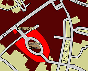 Map of blitz over the Princesshay area